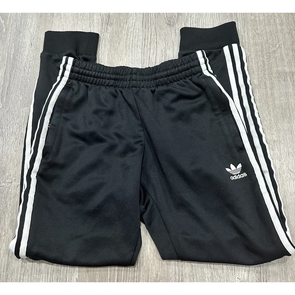 Adidas Sweatpants Men's Small Originals 3-Stripe Black White Tapered Jogger Pant